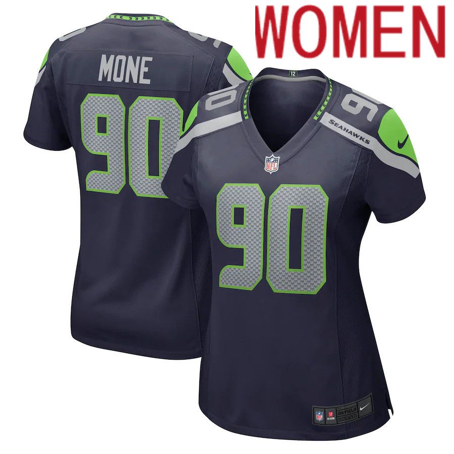 Women Seattle Seahawks #90 Bryan Mone Nike College Navy Game NFL Jersey